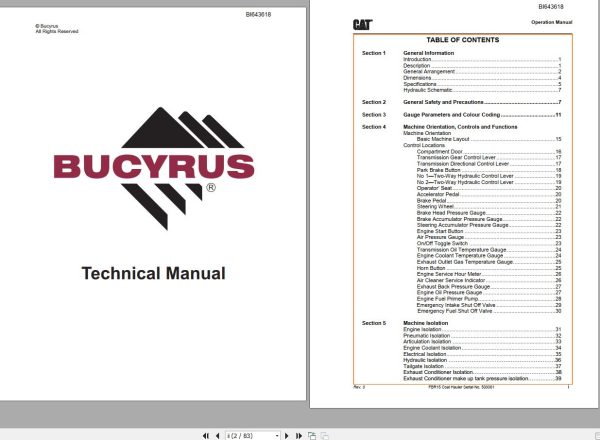 CAT Bucyrus FH125 D Operation And Maintenance Manual BI643618