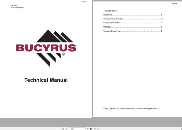 CAT Bucyrus HW300 SHM SHM01 Operation And Maintenance Manual BI616183