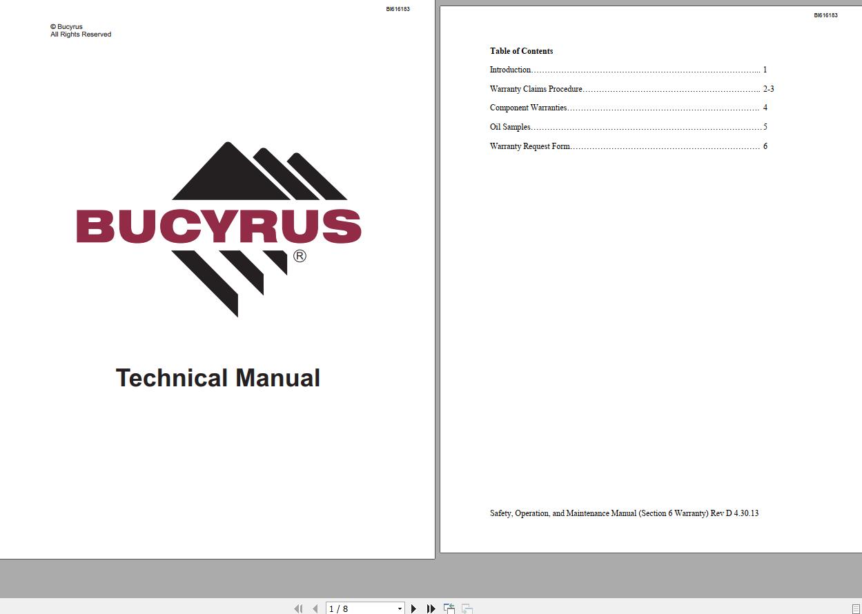 CAT Bucyrus HW300 SHM SHM01 Operation And Maintenance Manual BI616183