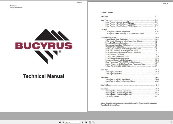 CAT Bucyrus HW300 SHM SHM01 thru SHM50 TI555 Technical Manual BI616174