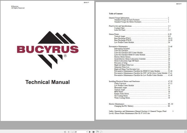 CAT Bucyrus HW300 SHM SHM01 thru SHM50 TI555 Technical Manual BI616177
