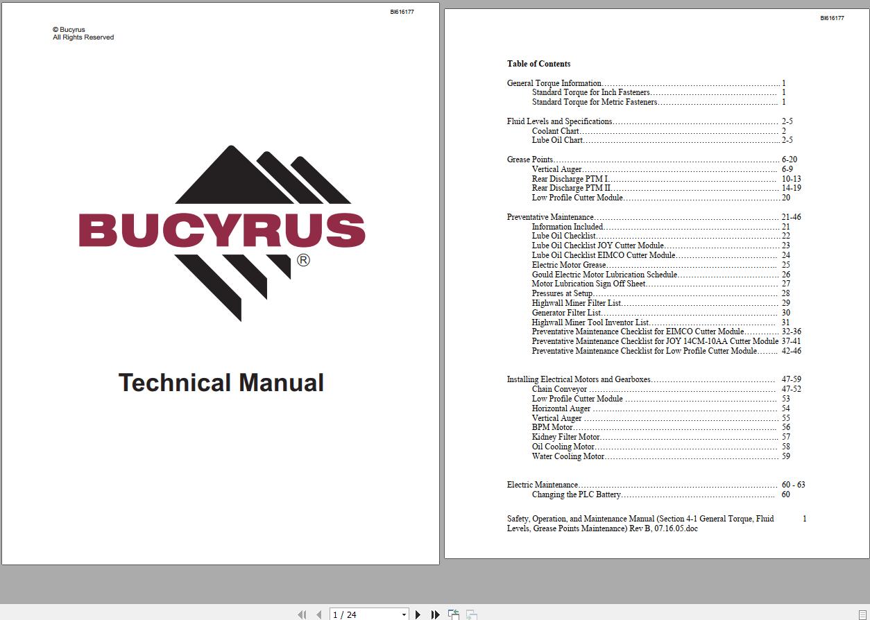 CAT Bucyrus HW300 SHM SHM01 thru SHM50 TI555 Technical Manual BI616177