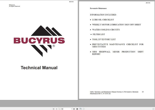 CAT Bucyrus HW300 SHM SHM01 thru SHM50 TI555 Technical Manual BI616185