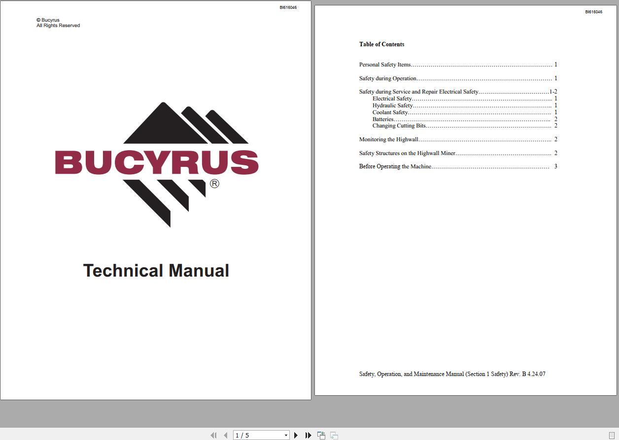 CAT Bucyrus HW300 SHM SHM51 Technical Manual BI616046