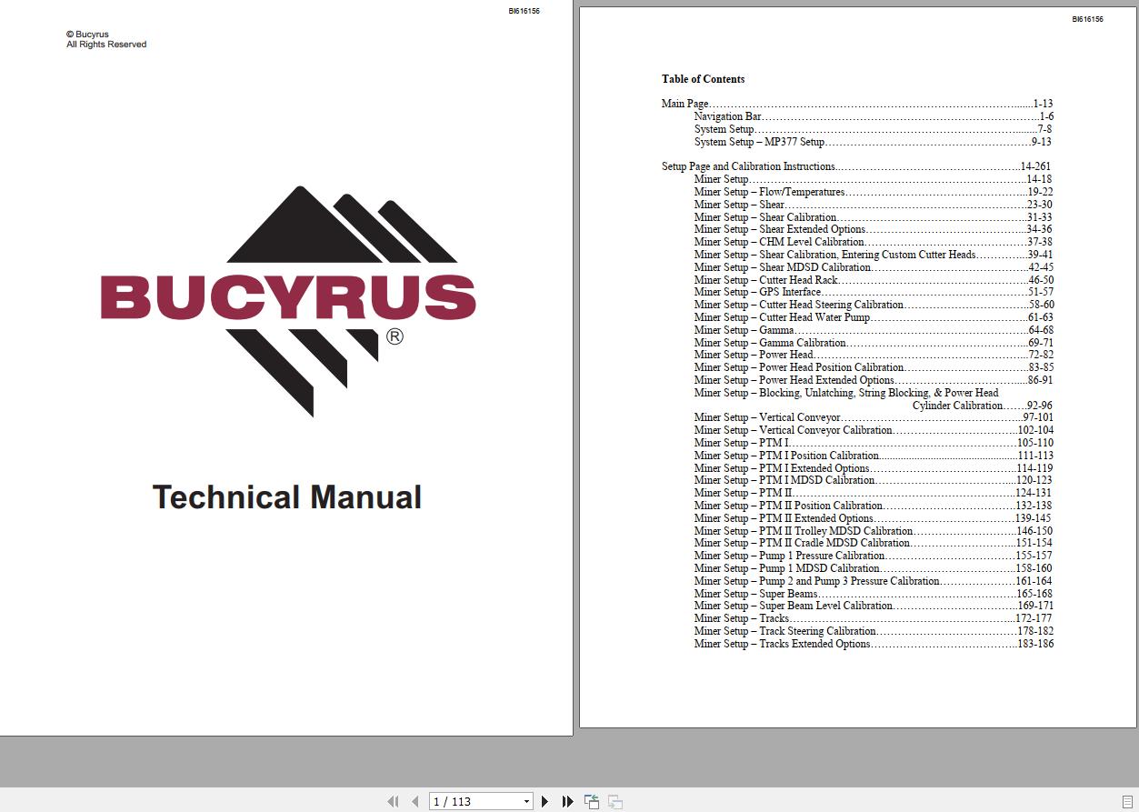 CAT Bucyrus HW300 SHM SHM51 Technical Manual BI616156