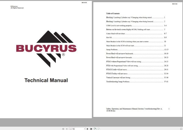 CAT Bucyrus HW300 SHM SHM51 Technical Manual BI616169