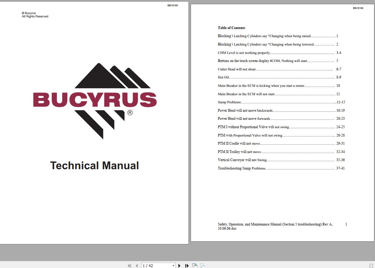 CAT Bucyrus HW300 SHM SHM51 Technical Manual BI616169