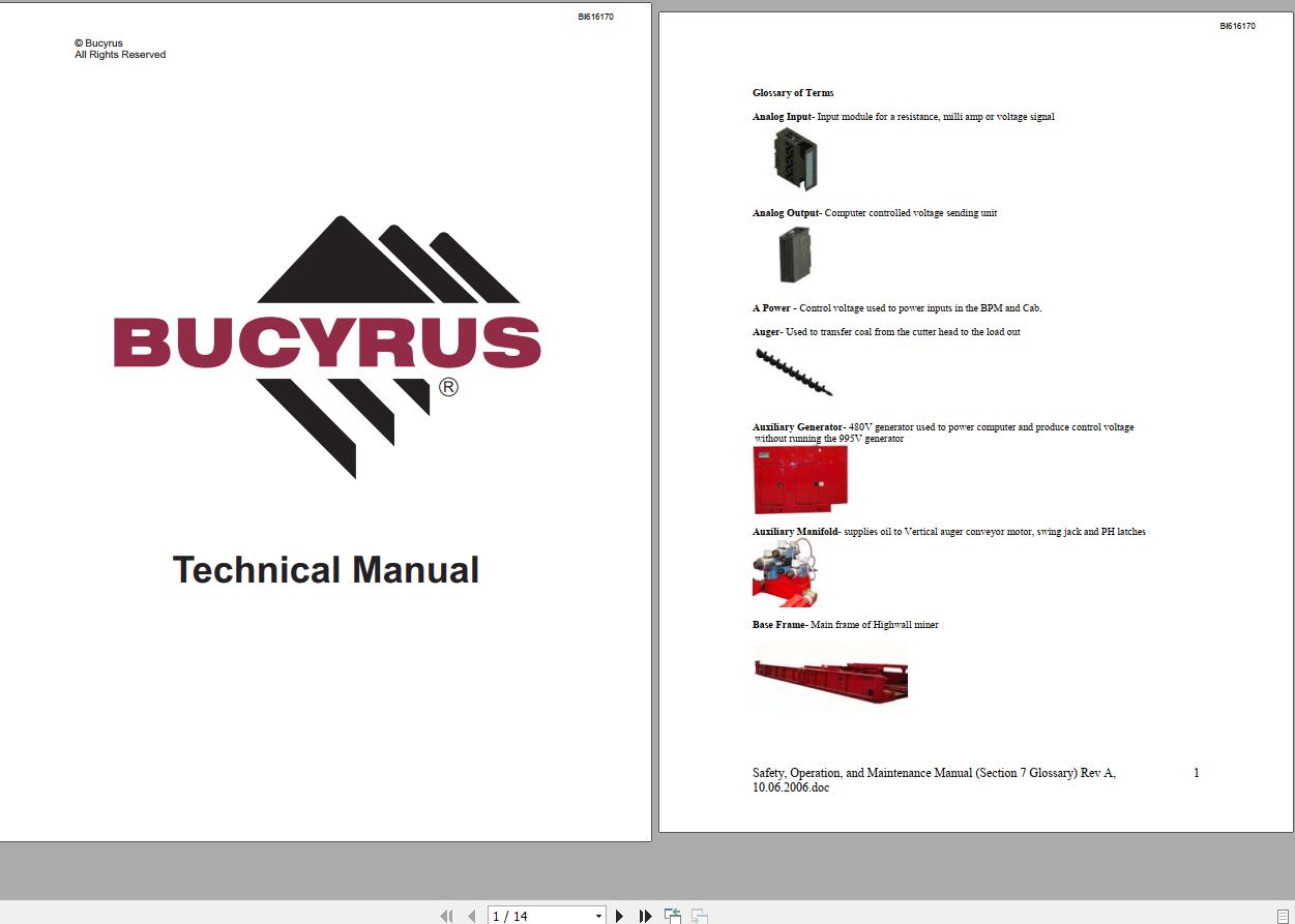 CAT Bucyrus HW300 SHM SHM51 Technical Manual BI616170