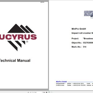 CAT Bucyrus Impact Roll Crusher SK1118 Operating Manual BI619004