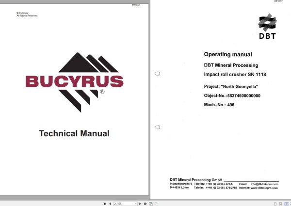 CAT Bucyrus Impact Roll Crusher SK1118 Operating Manual BI619007