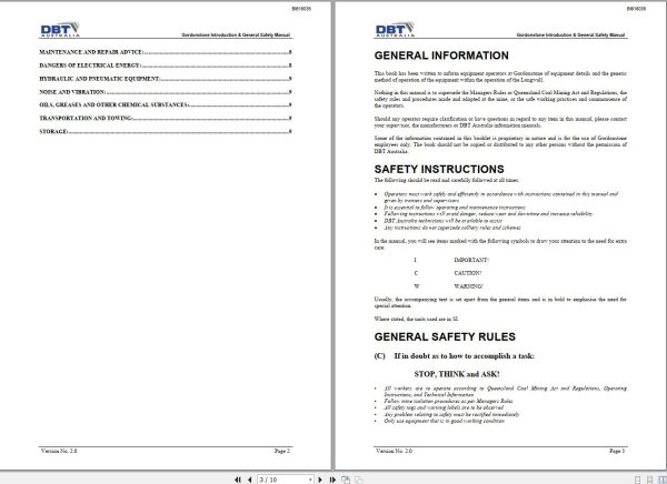CAT Bucyrus Introduction And General Safety Technical Manual BI616035 1