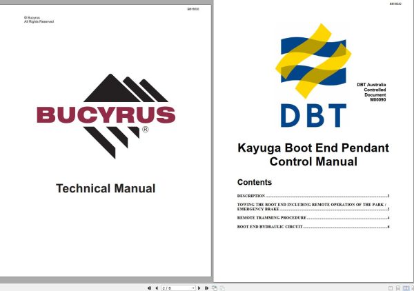 CAT Bucyrus Kayuga Boot End Pendant Control Techinal Manual BI616030