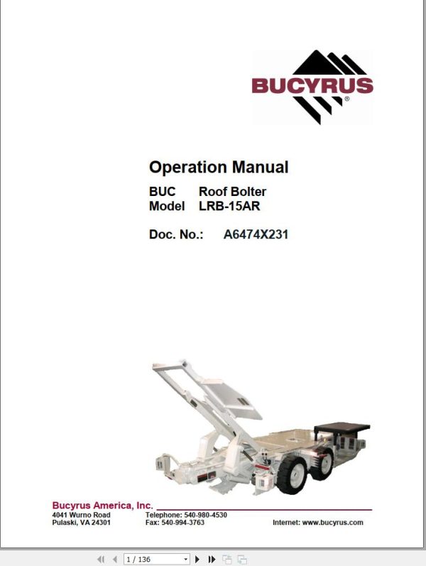 CAT Bucyrus LRB 15AR Operation Manual BI629532