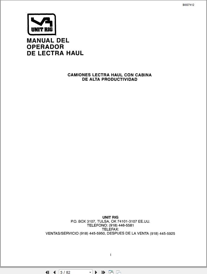 CAT Bucyrus Lectra Haul Operator Manual BI007412 ES