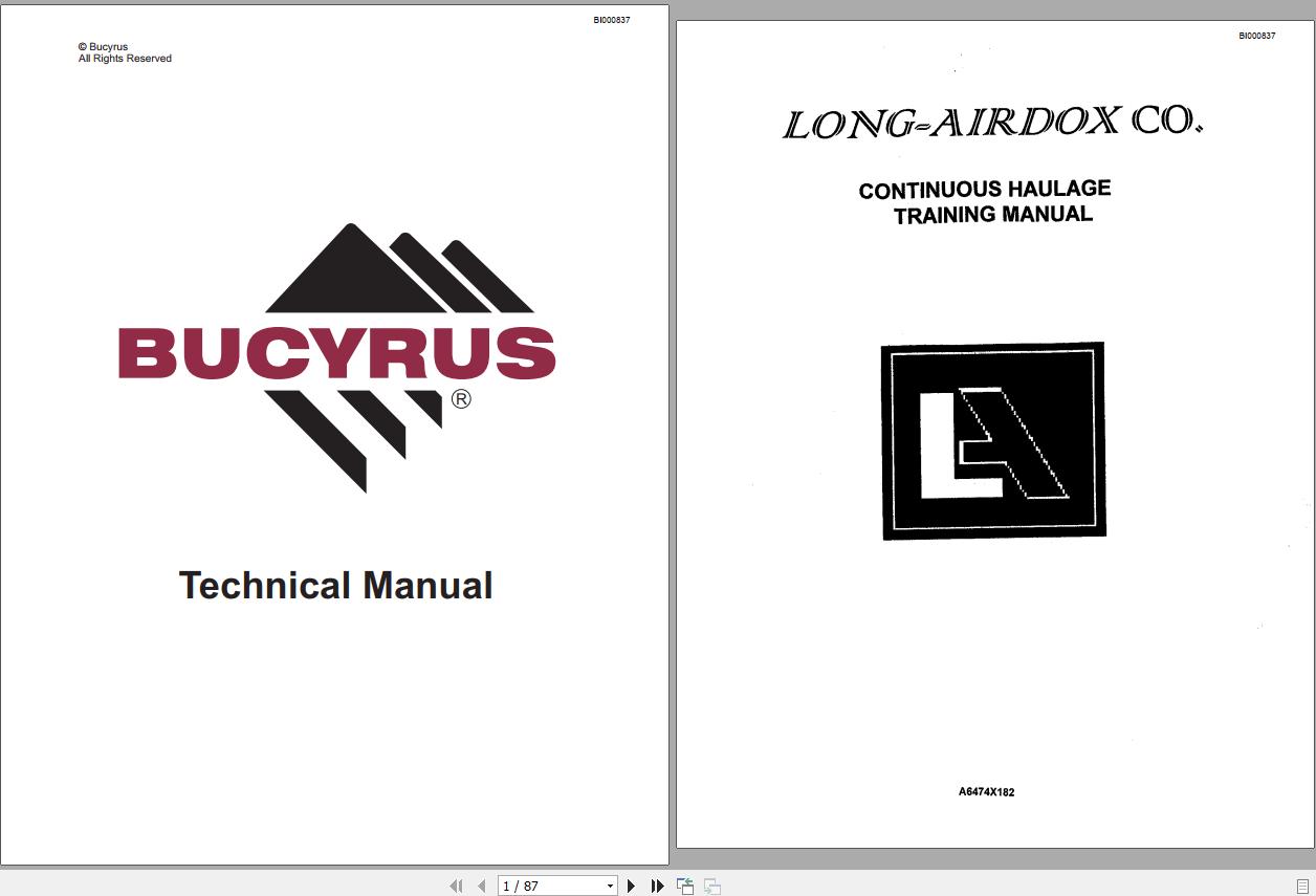 CAT Bucyrus Long Air Dox Co Training Manual BI000837
