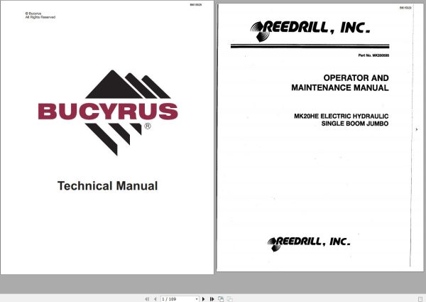 CAT Bucyrus MK20HE Electric Hydraulic Sinlge Boom Operation And Maintenance Manual BI615929