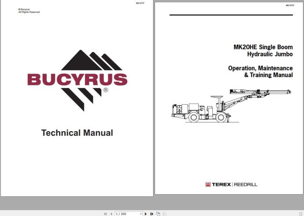 CAT Bucyrus MK20HE Single Boom Hydraulic Operation And Maintenance Manual BI615757