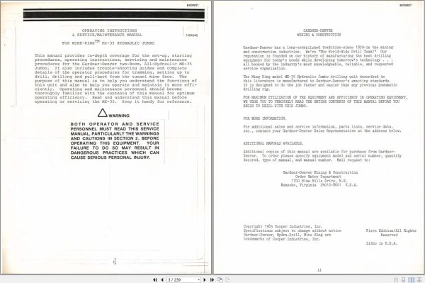 CAT Bucyrus MK35 Articulated Hydraulic Operation And Maintenance Manual BI009637