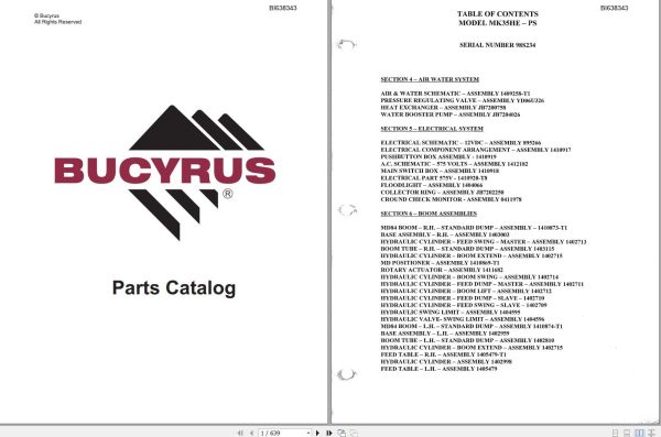CAT Bucyrus MK35HE PS Parts Catalog BI638343
