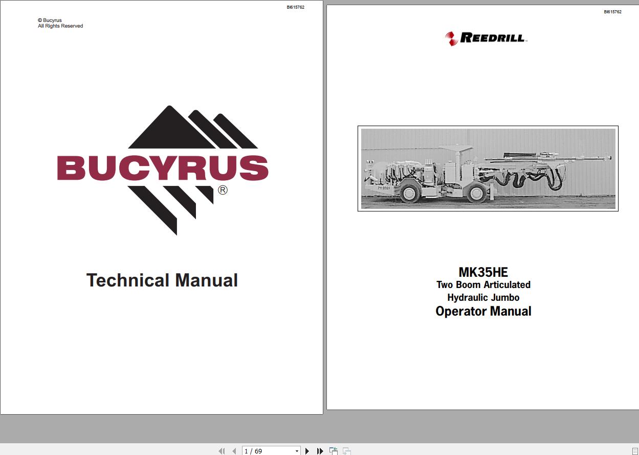 CAT Bucyrus MK35HE Two Boom Articulated Hydraulic Operator Manual BI615762