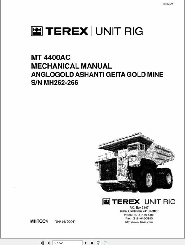 CAT Bucyrus MT 4400AC Mechanical Manual BI007571