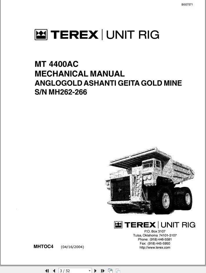 CAT Bucyrus MT 4400AC Mechanical Manual BI007571