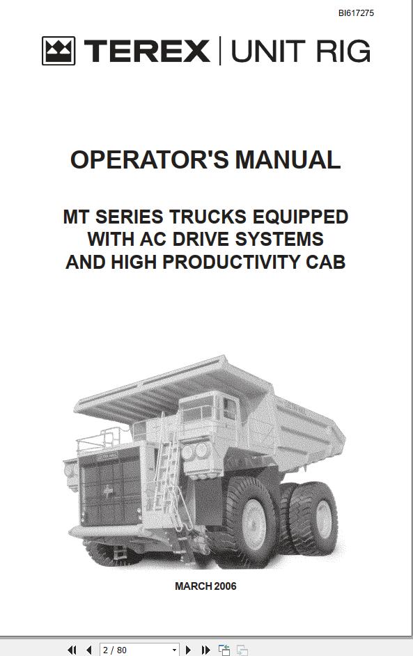 CAT Bucyrus MT Series Operators Manual BI617275
