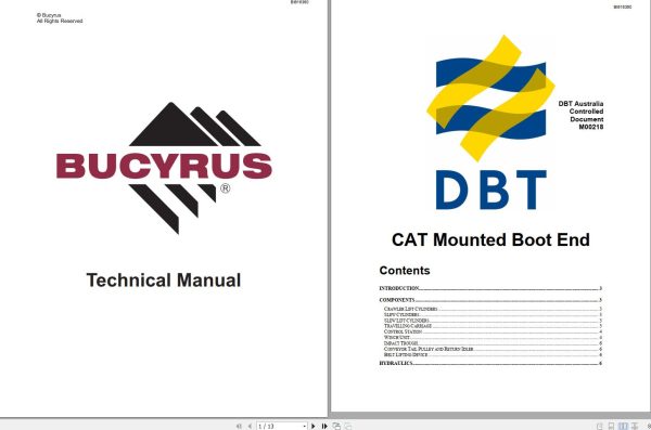 CAT Bucyrus Mounted Boot End Technical Manual BI616360
