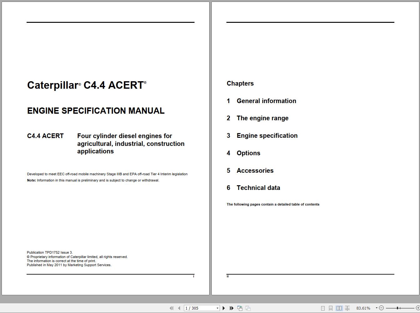 CAT Engine C4.4 ACERT Specification Manual