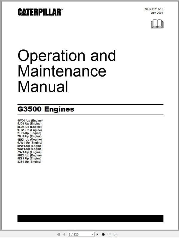 CAT Engines G3500 Operation and Maintenance Manual SEBU6711 10 2004