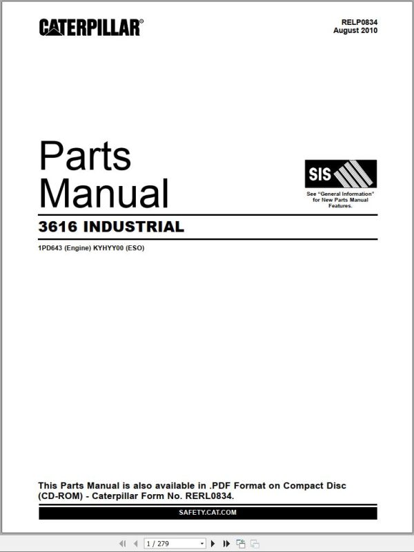 CAT Industrial 3616 Parts Manual RELP0834 2010