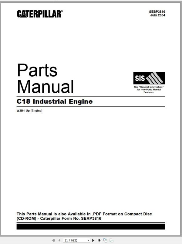 CAT Industrial Engine C18 Parts Manual SEBP3816 2004
