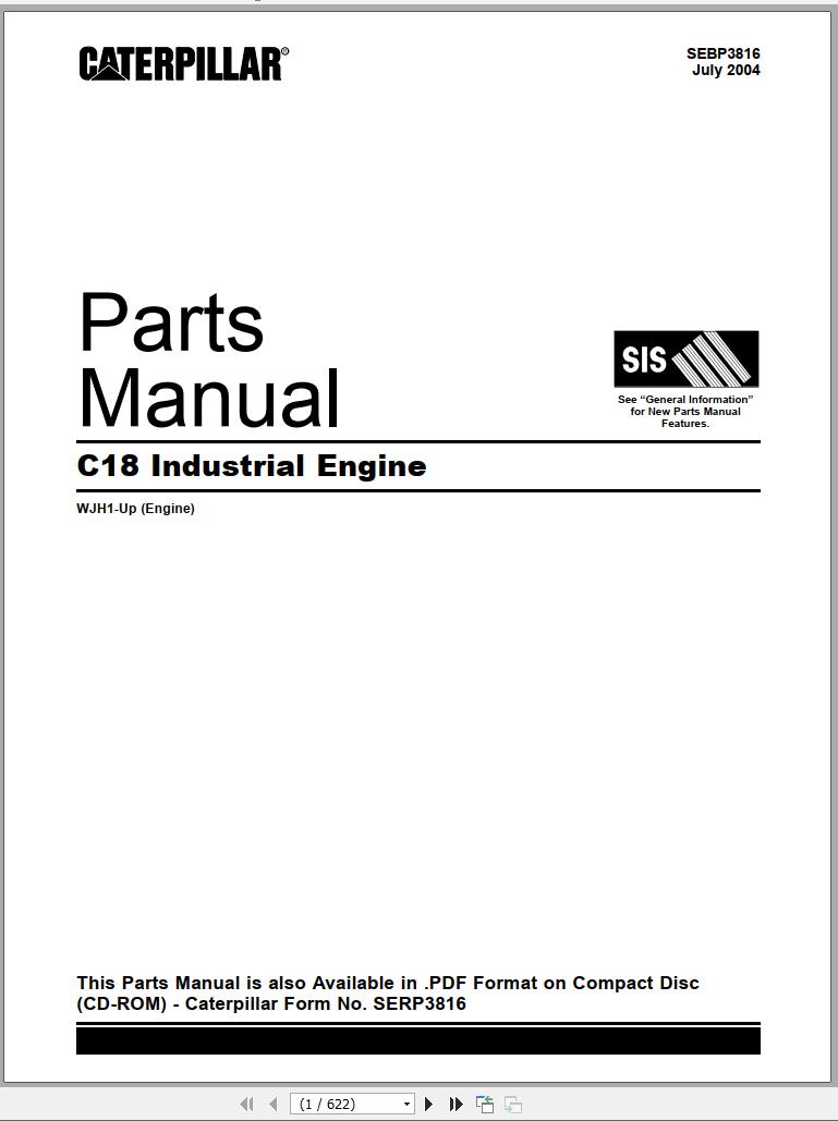 CAT Industrial Engine C18 Parts Manual SEBP3816 2004