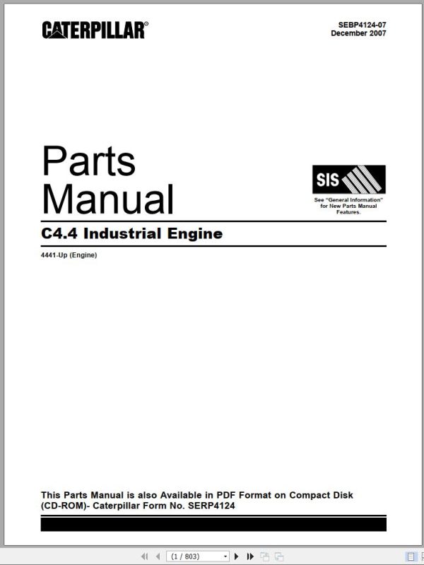 CAT Industrial Engine C4.4 Parts Manual