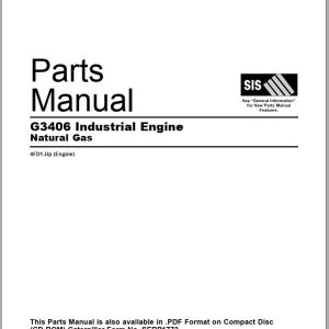 CAT Industrial Engine G3406 Parts Manual SEBP1772 71 2007