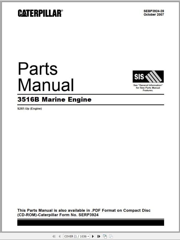 CAT Marine Engine 3516B Parts Manual SEBP3924 28 2007