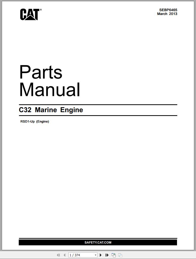 CAT Marine Engine C32 Parts Manual SEBP6465 2013