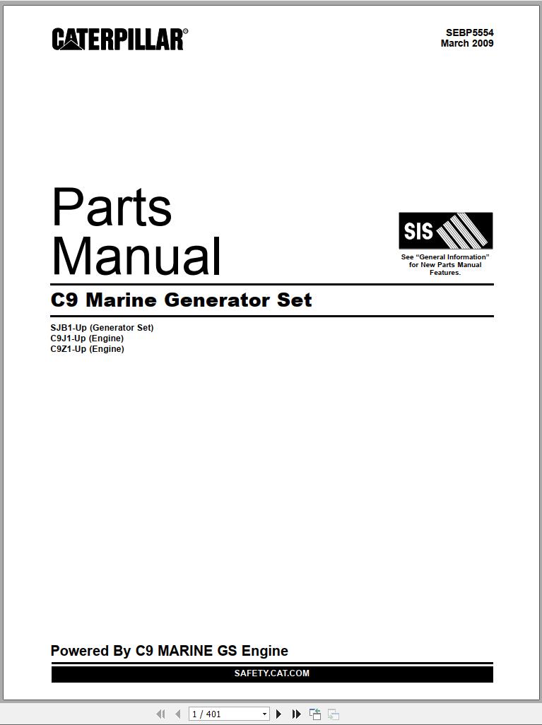 CAT Marine Generator Set C9 Parts Manual SEBP5554 2009