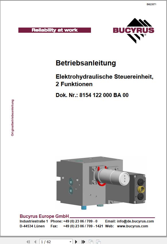 CAT Plow GH 1600 PF 4 1032 Electrohydraulic Control Unit 2 Functions Operating Manual BI623571 DE