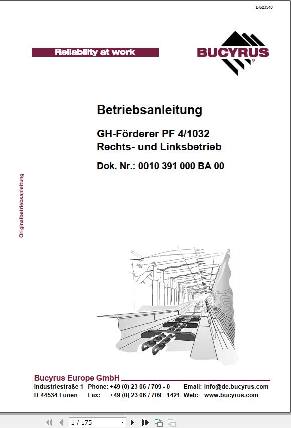 CAT Plow GH 1600 PF 4 1032 GH Conveyor PF 4 1032 Right and Left Operation And Maintenance Manual BI623540 DE