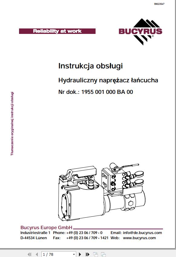 CAT Plow GH 1600 PF 4 1032 Hydraulic Chain Tensioner Operation And Maintenance Manual BI623547 PL