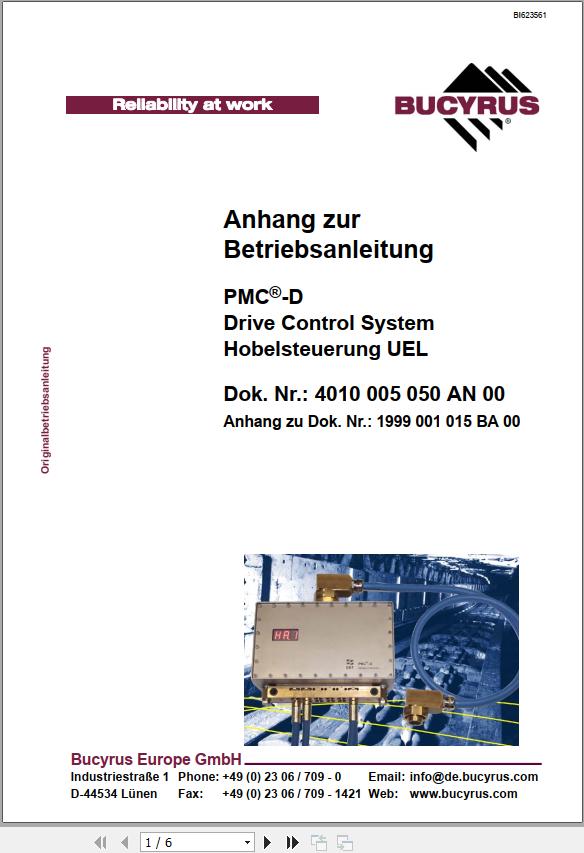 CAT Plow GH 1600 PF 4 1032 PMC D UEL Appendix Operating Manual BI623561 DE
