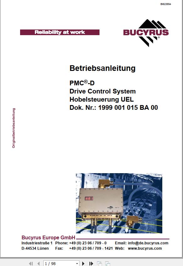 CAT Plow GH 1600 PF 4 1032 PMC D UEL Operating Manual BI623554 DE