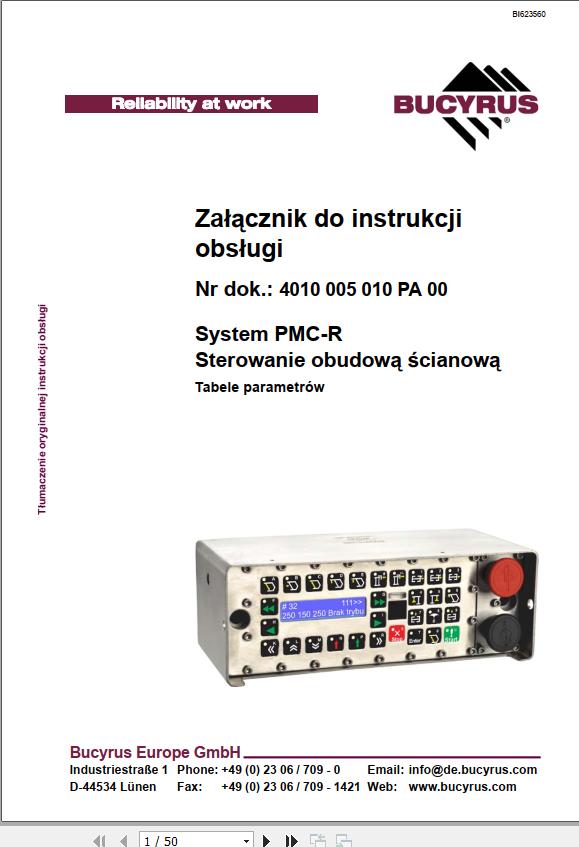 CAT Plow GH 1600 PF 4 1032 PMC R Appendix Parameters List Operation And Maintenance Manual BI623560 DE PL