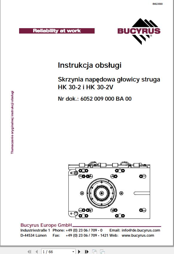 CAT Plow GH 1600 PF 4 1032 Planing Box HK 30 2 And HK 30 2V Operation And Maintenance Manual BI623568 PL