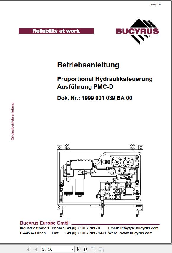 CAT Plow GH 1600 PF 4 1032 Proportional Hydraulic Control Execution PMC D Operation Manual BI623556 DE