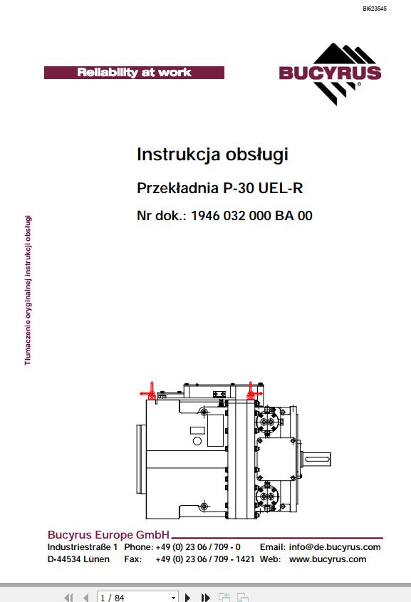 CAT Plow GH 1600 PF 4 1032 UEL Gearbox P 30 R Operation And Maintenance Manual BI623545 PL