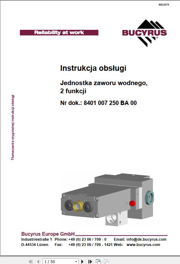 CAT Plow GH 1600 PF 4 1032 Water Valve Unit 2 Function Operation Manual BI623578 PL