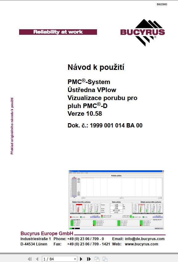 CAT Plow RHH 800 PF 3 822 PMC System Vplow PMC D Version 10.58 Operation And Maintenance Manual BI623980 CZ