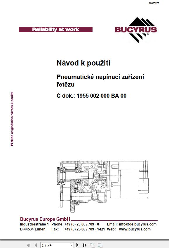 CAT Plow RHH 800 PF 3 822 Pneumatic Chain Tensioner Operation And Maintenance Manual BI623976 CZ